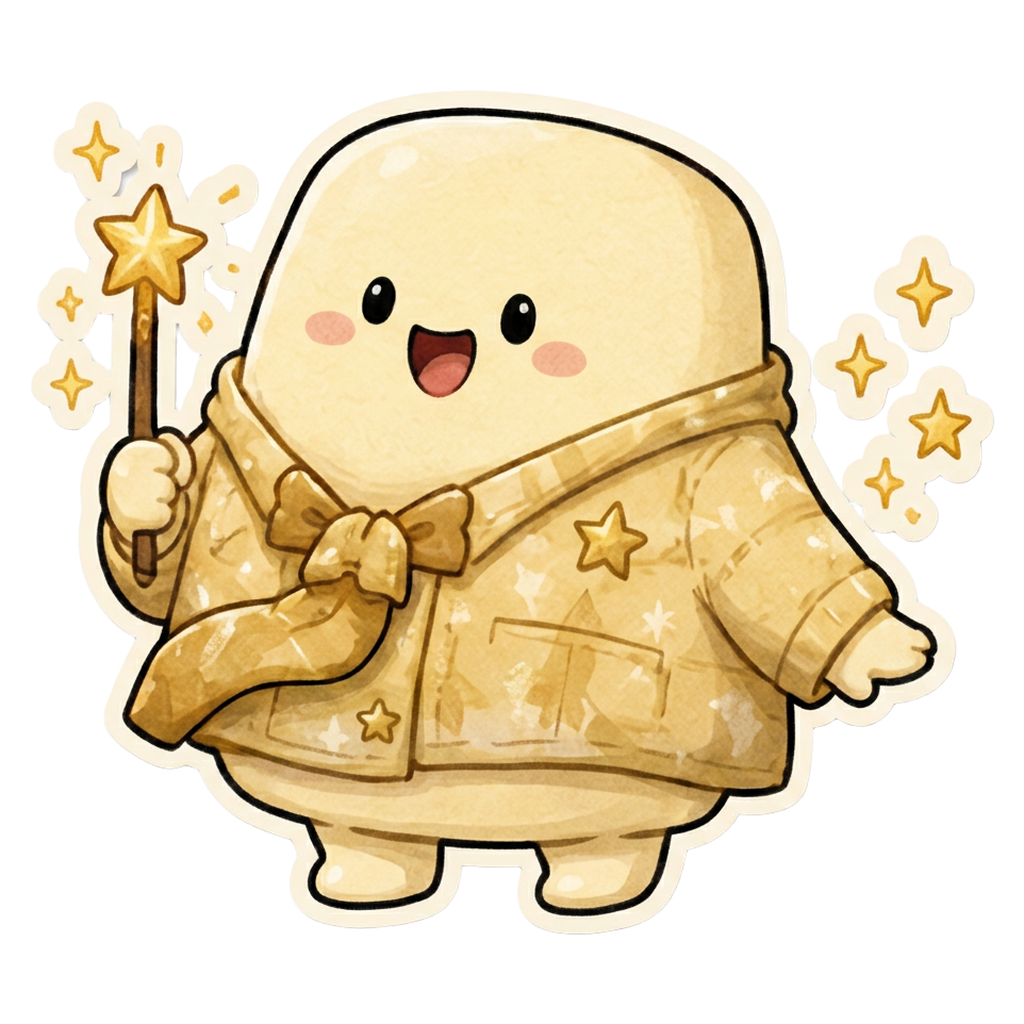 ENFP character — yellow marshmallow in a starry robe waving a gold star wand